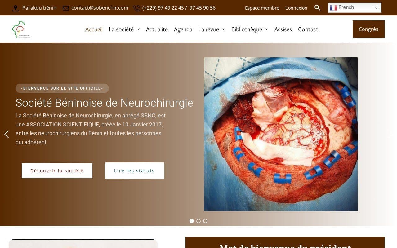 Capture d’écran de Société Béninoise de Neurochirurgie