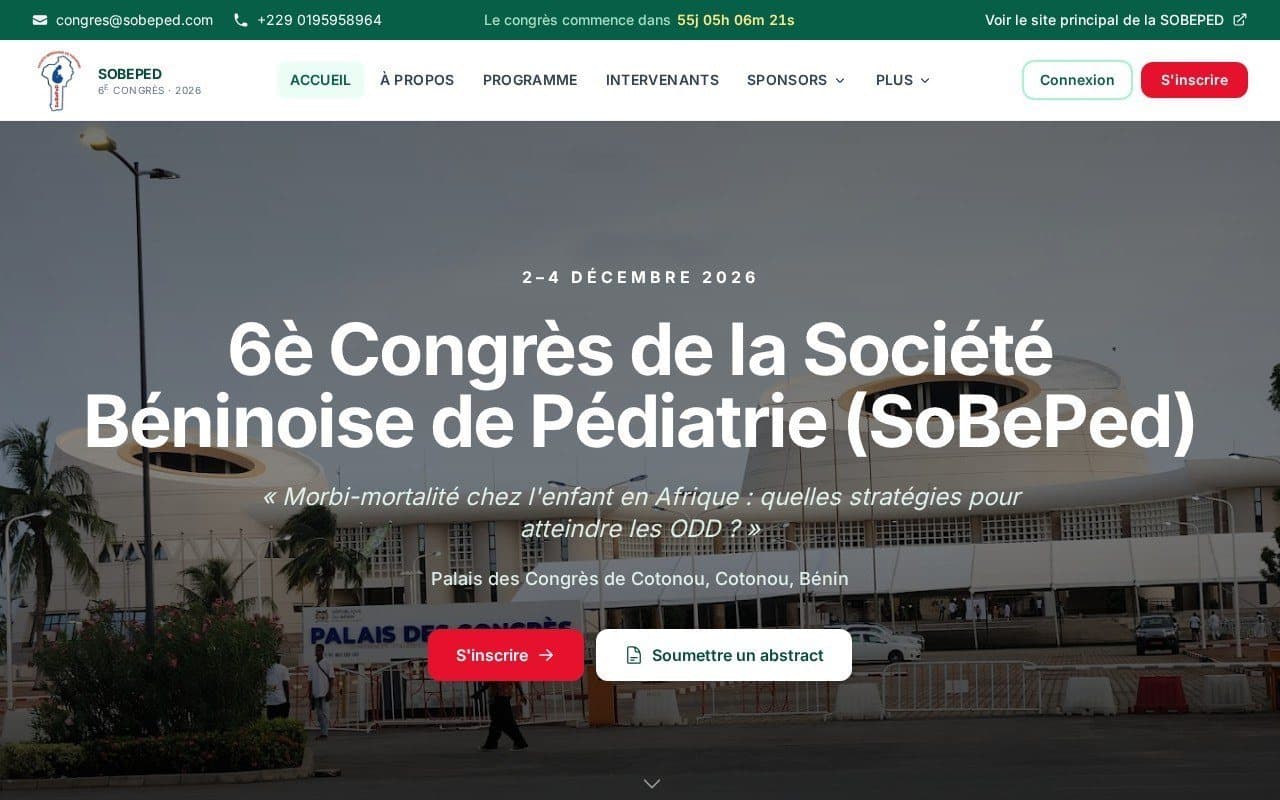 Screenshot of Beninese Society of Paediatrics congress