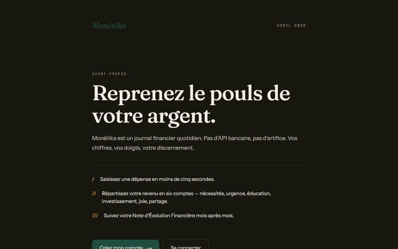 Screenshot of Monetika