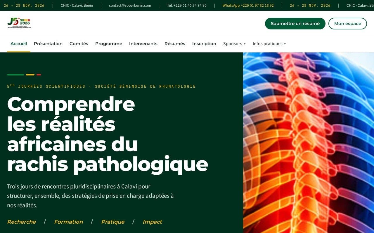 Screenshot of Scientific Days of the Beninese Society of Rheumatology